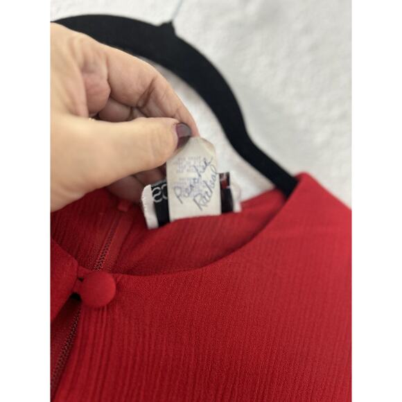 Vintage Scarlett Union Tag Ribbed Long Sleeve Red Dress Size 1 Bodycon USA Made - Picture 9 of 16